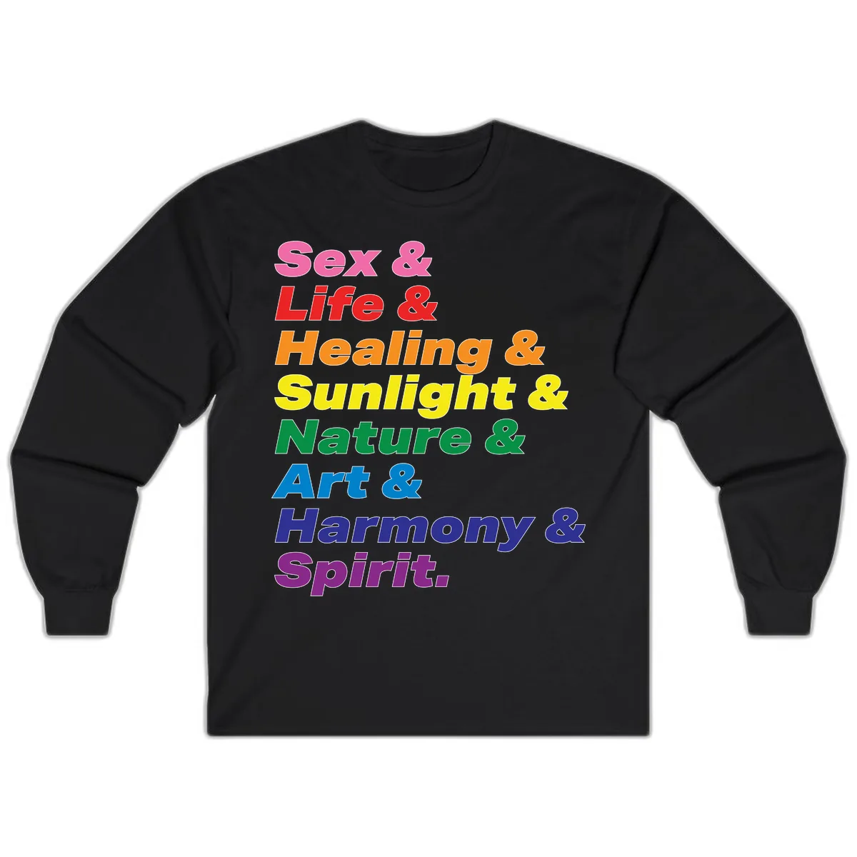 Sex Life Healing Sunlight Nature Art Harmony Spirit Long Sleeve in Black