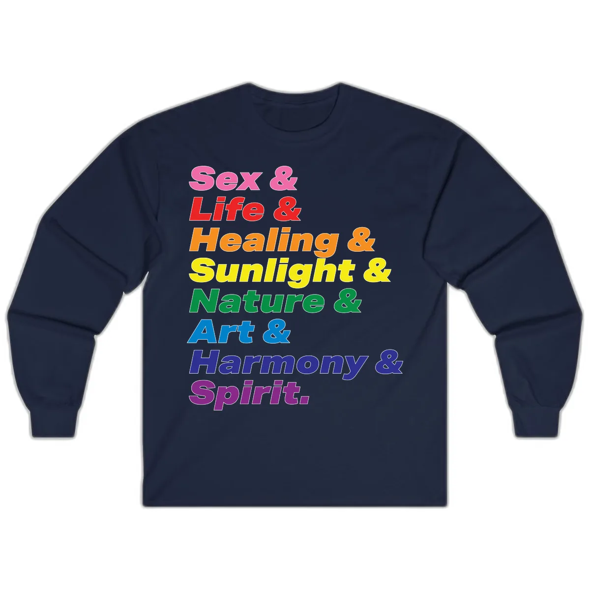 Sex Life Healing Sunlight Nature Art Harmony Spirit Long Sleeve in Navy