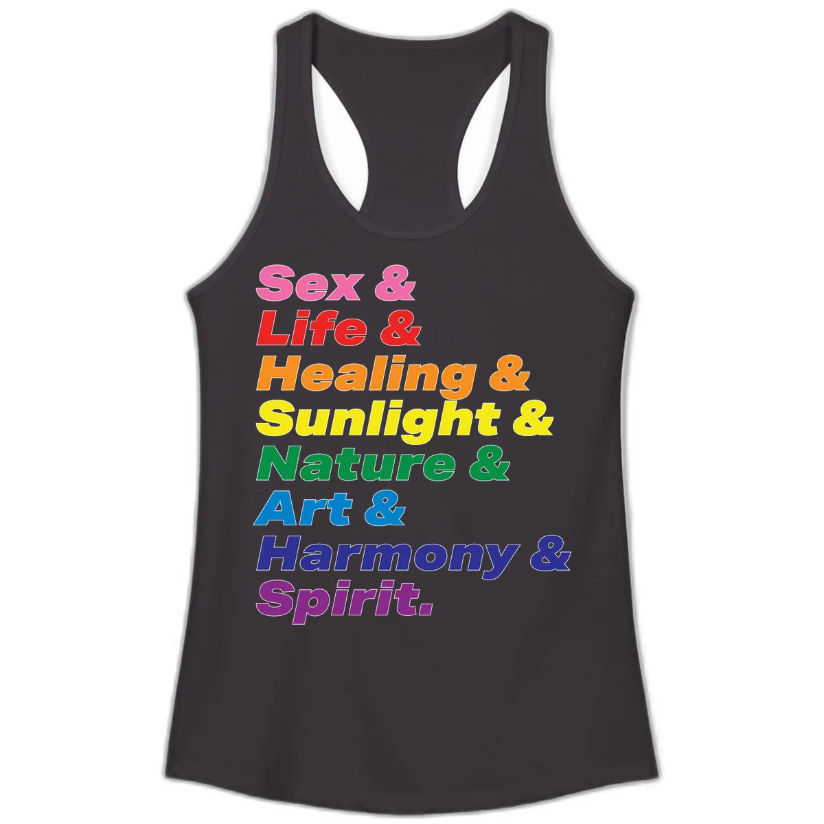 Sex Life Healing Sunlight Nature Art Harmony Spirit Ladies Tank in Black