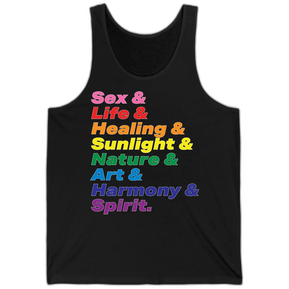 Sex Life Healing Sunlight Nature Art Harmony Spirit Tank in Black