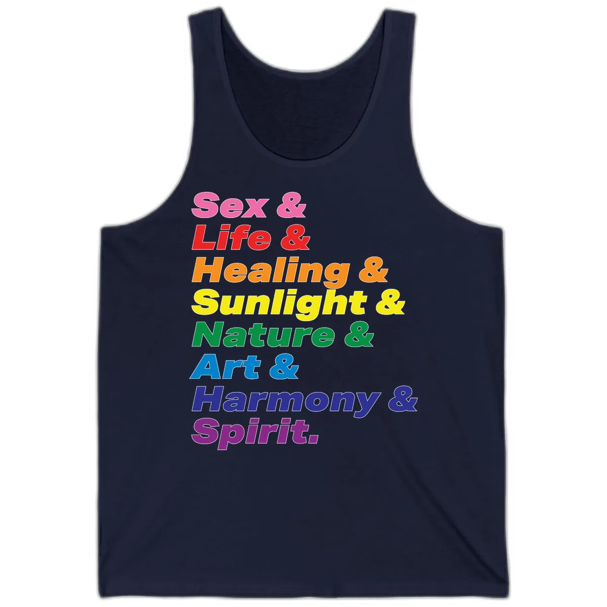 Sex Life Healing Sunlight Nature Art Harmony Spirit Tank in Navy