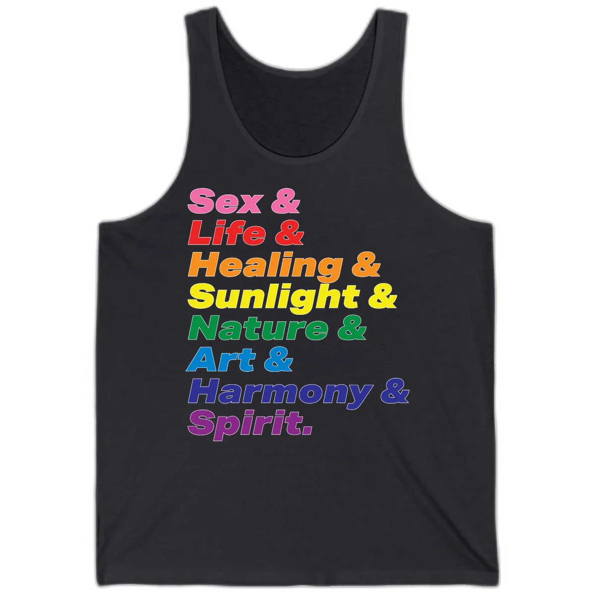 Sex Life Healing Sunlight Nature Art Harmony Spirit Tank in Dark Grey