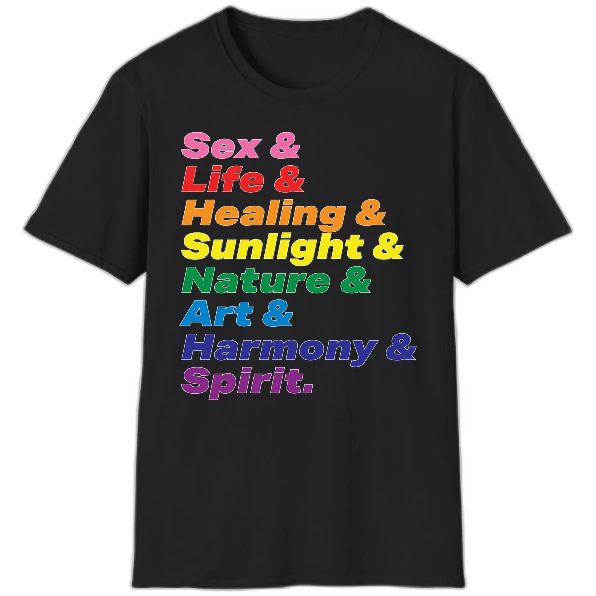 Sex Life Healing Sunlight Nature Art Harmony Spirit T-Shirt in Black
