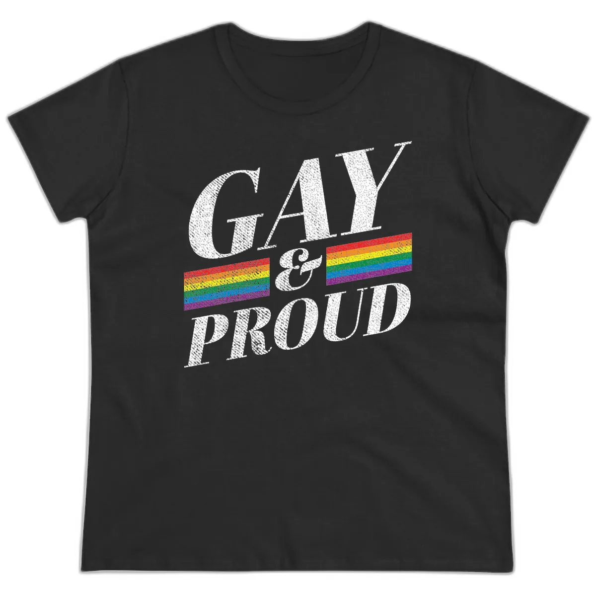 Gay Pride Celebration Design Ladies Tee in Black