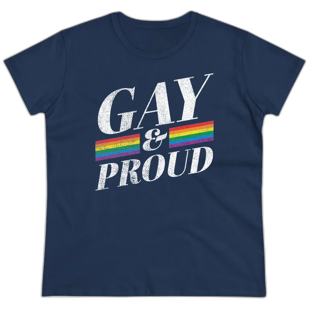 Gay Pride Celebration Design Ladies Tee in Navy