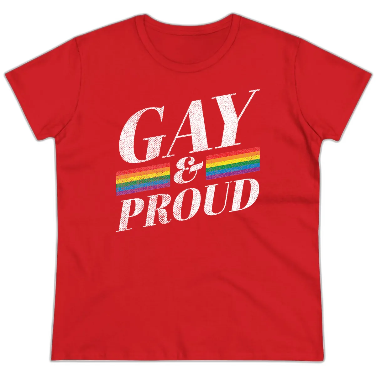Gay Pride Celebration Design Ladies Tee in Red
