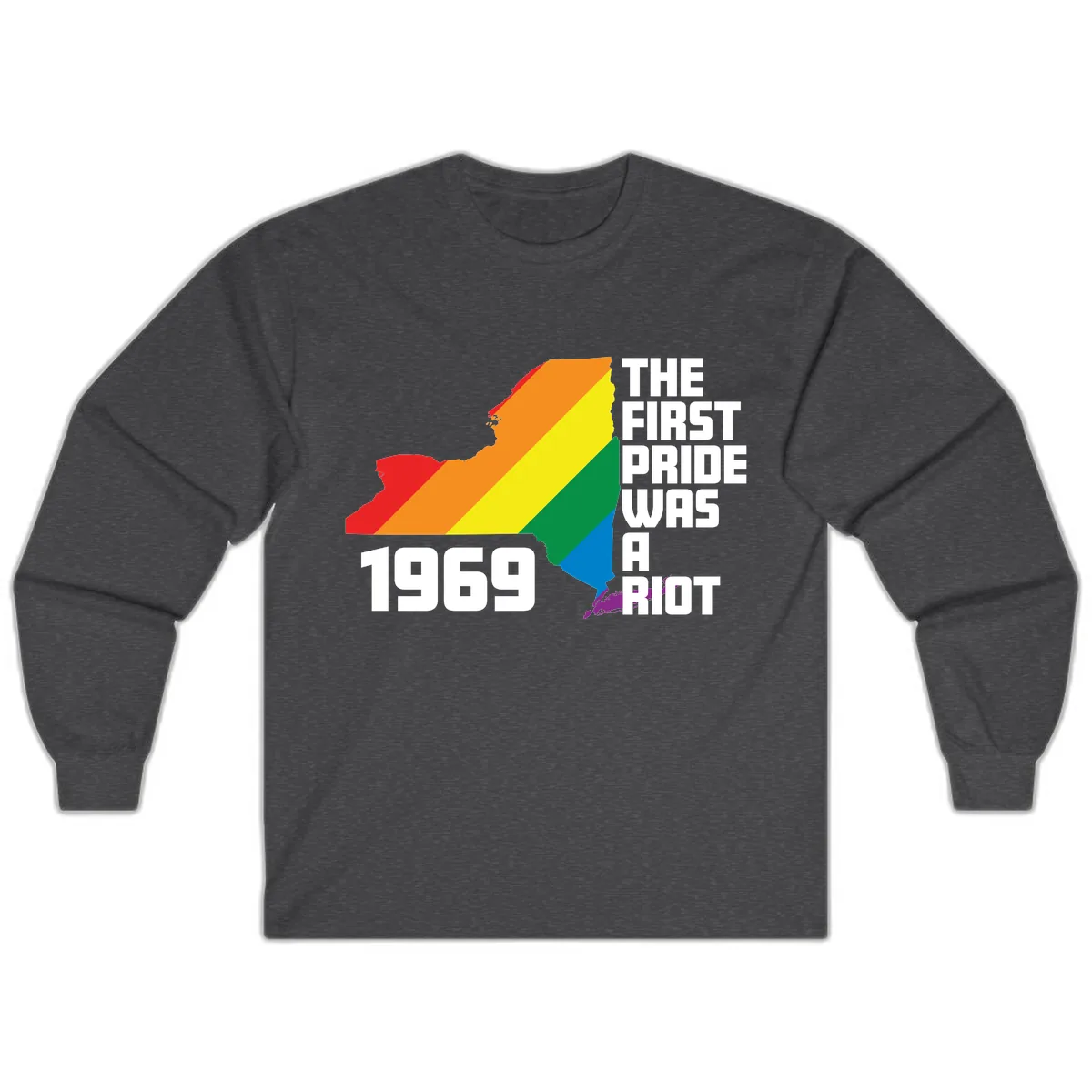 First Pride Riot 1969 Long Sleeve in Dark Heather