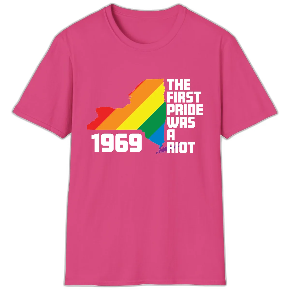 First Pride Riot 1969 T-Shirt in Heliconia