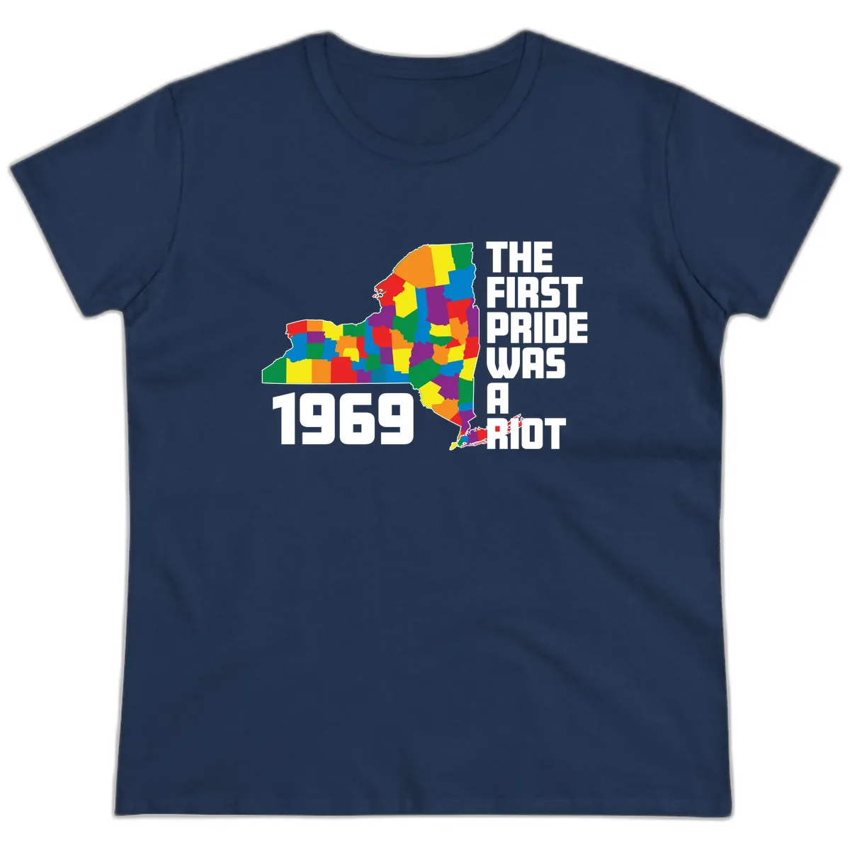 The First Pride Was A Riot 1969 Ladies Tee in Navy