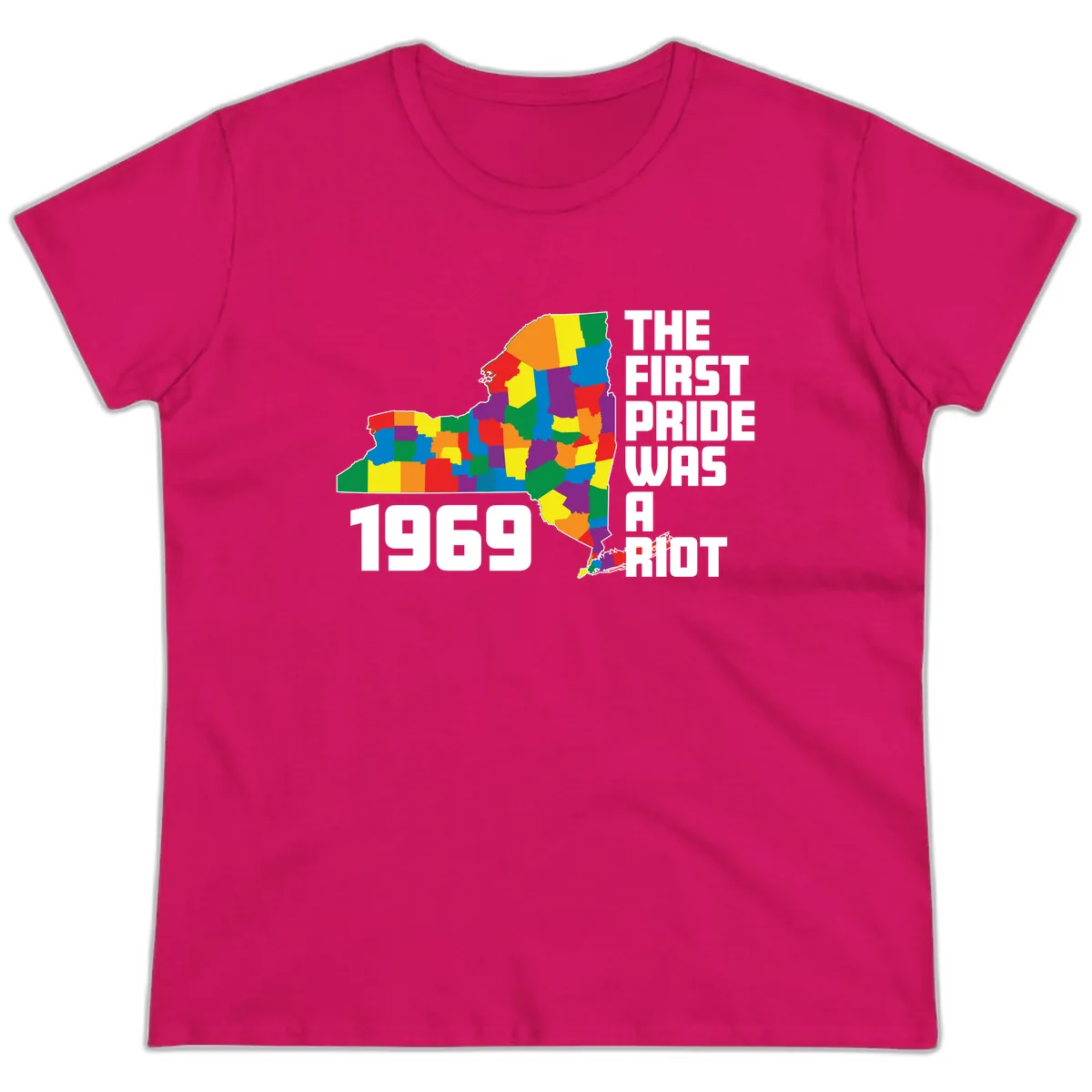 The First Pride Was A Riot 1969 Ladies Tee in Heliconia