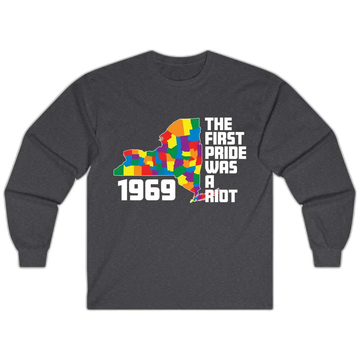 The First Pride Was A Riot 1969 Long Sleeve in Dark Heather