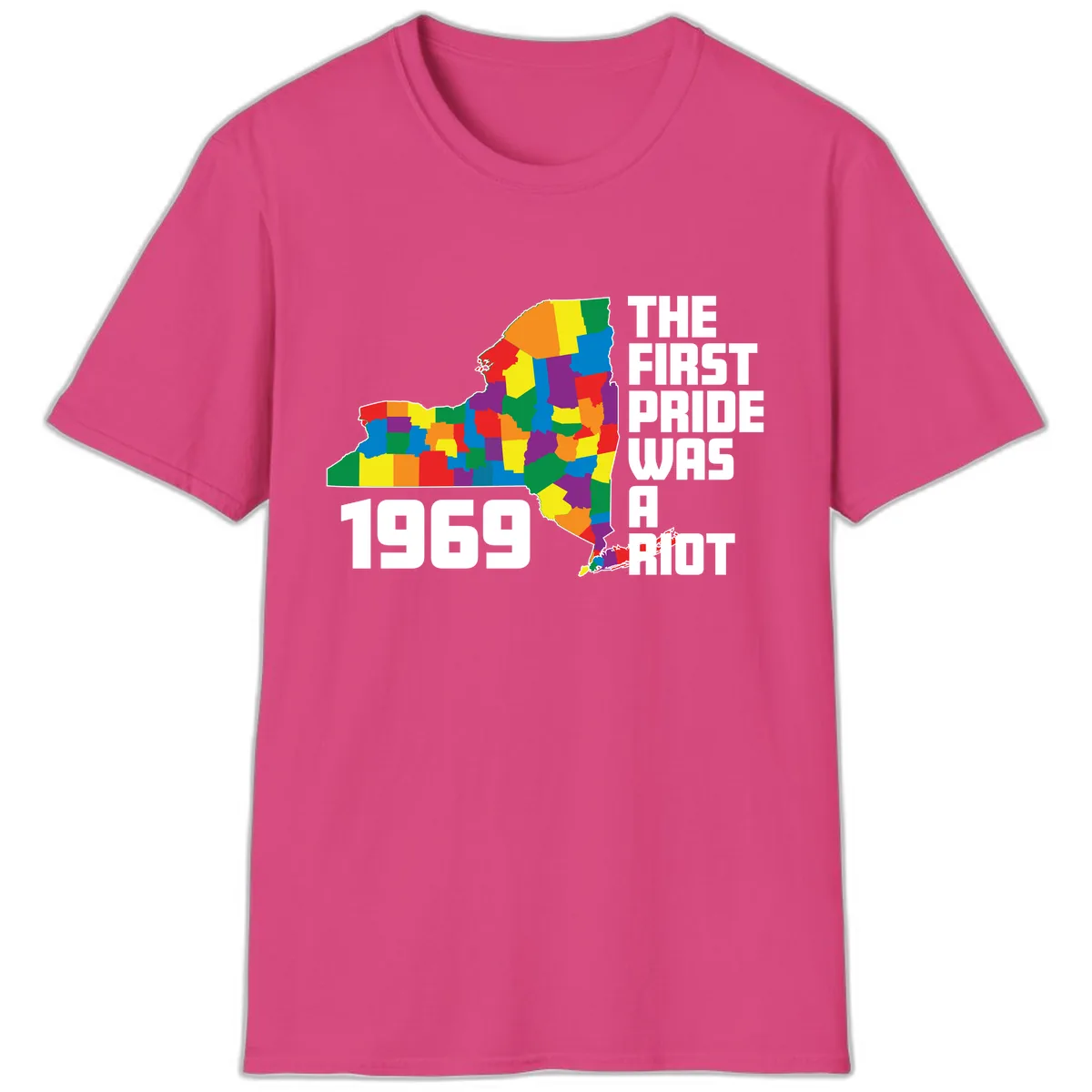 The First Pride Was A Riot 1969 T-Shirt in Heliconia