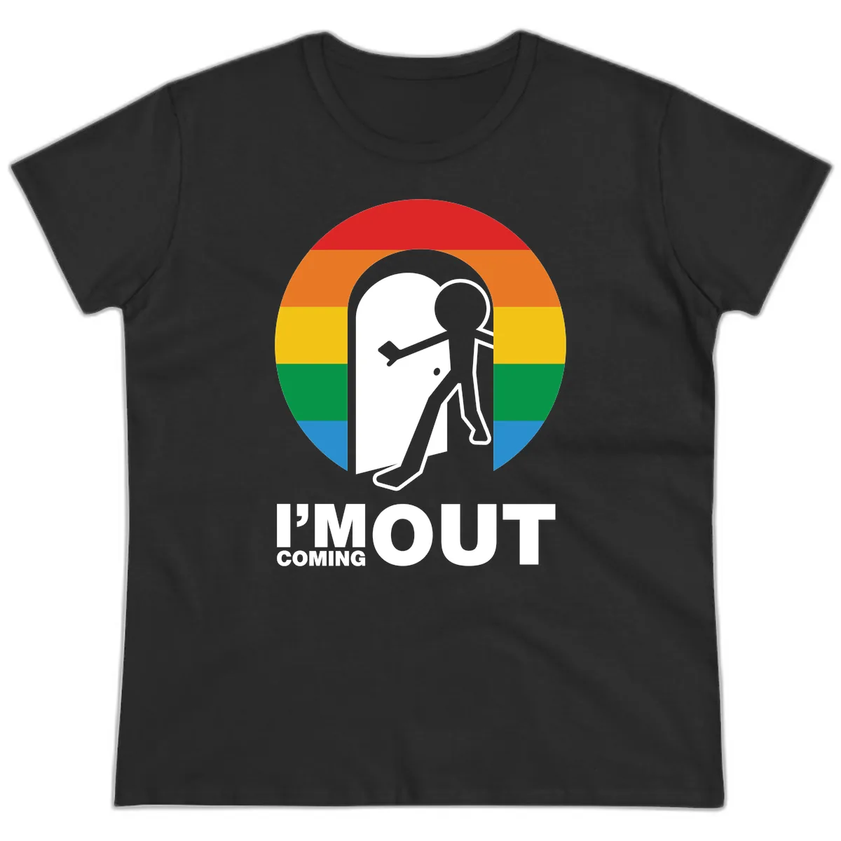 I'm Out Coming Out Pride Ladies Tee in Black
