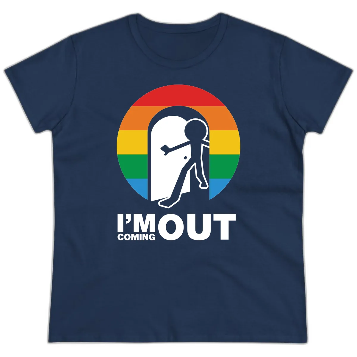 I'm Out Coming Out Pride Ladies Tee in Navy