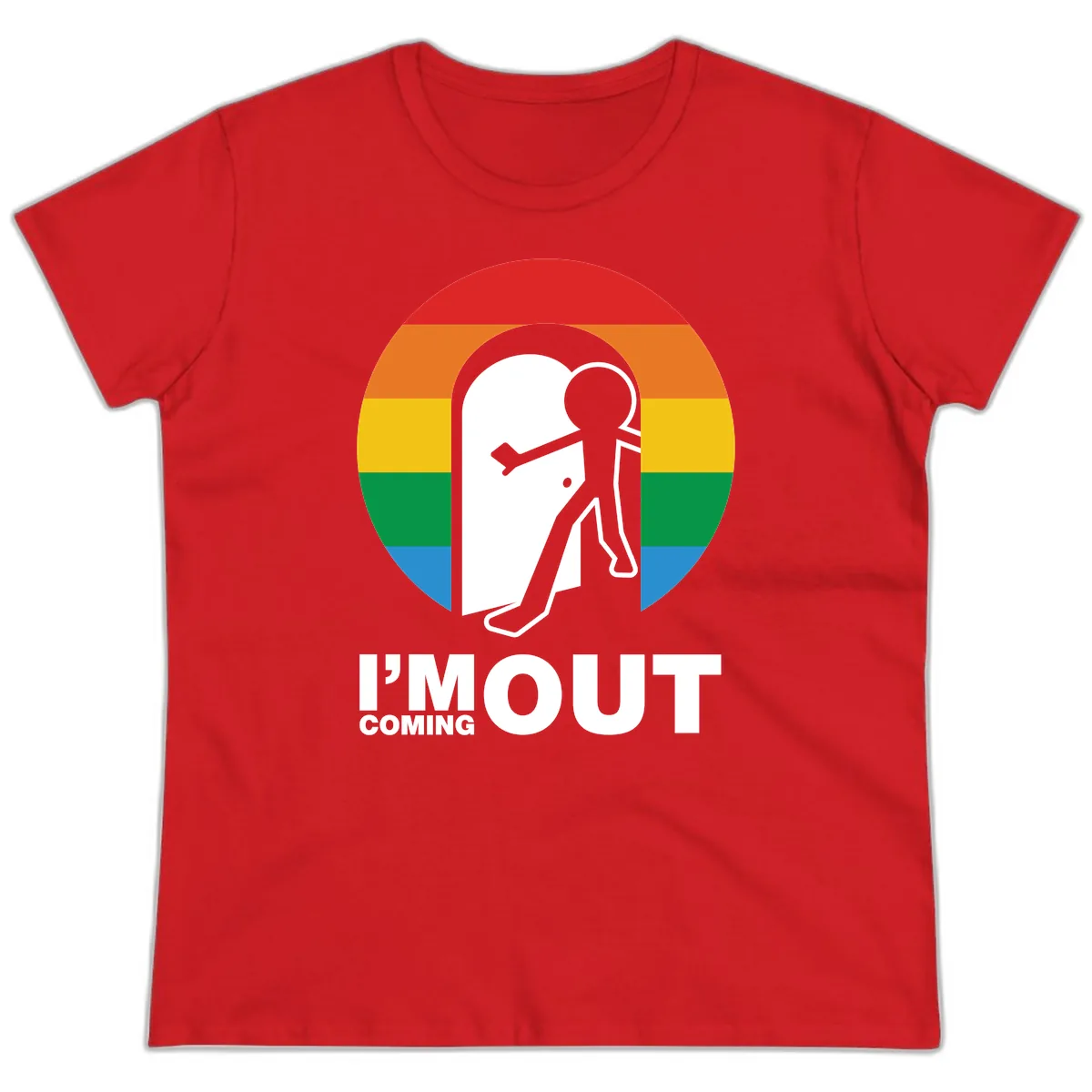 I'm Out Coming Out Pride Ladies Tee in Red