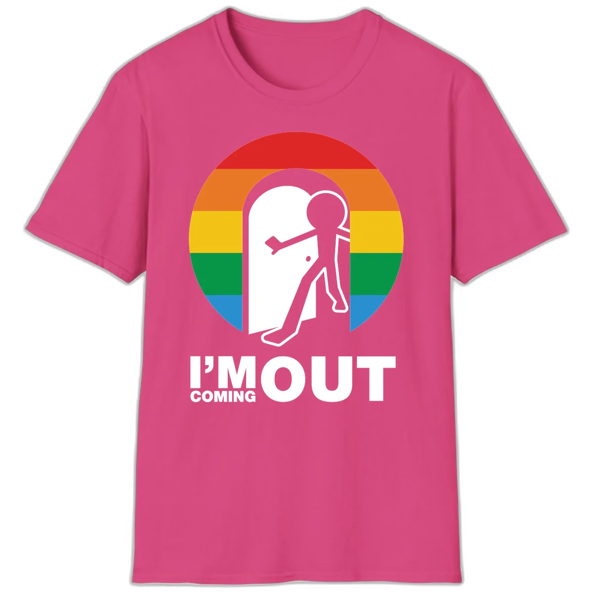 I'm Out Coming Out Pride T-Shirt in Heliconia