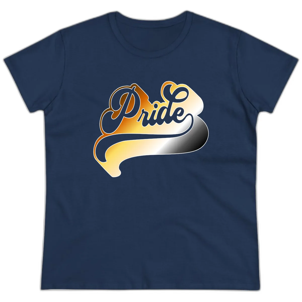 Pride Script Gradient Design Ladies Tee in Navy