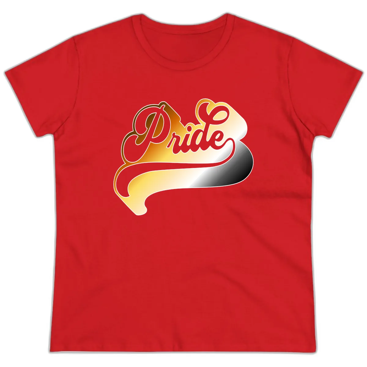 Pride Script Gradient Design Ladies Tee in Red