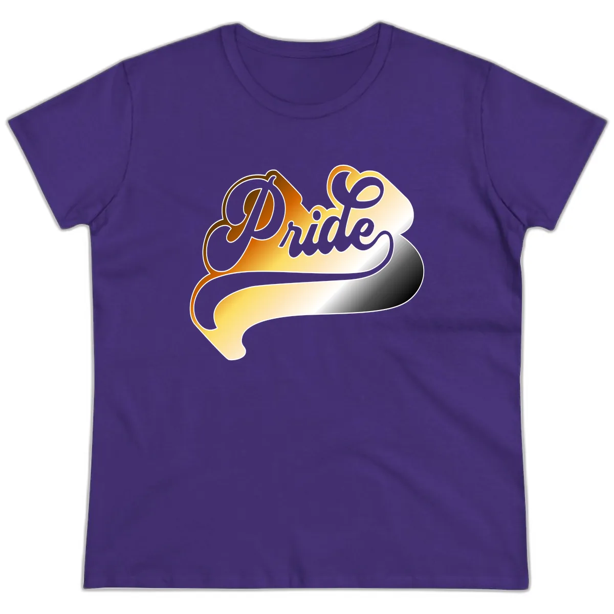 Pride Script Gradient Design Ladies Tee in Purple
