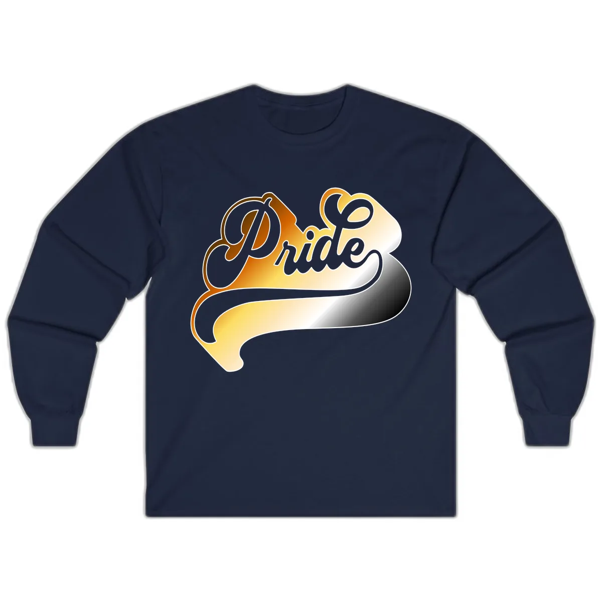 Pride Script Gradient Design Long Sleeve in Navy