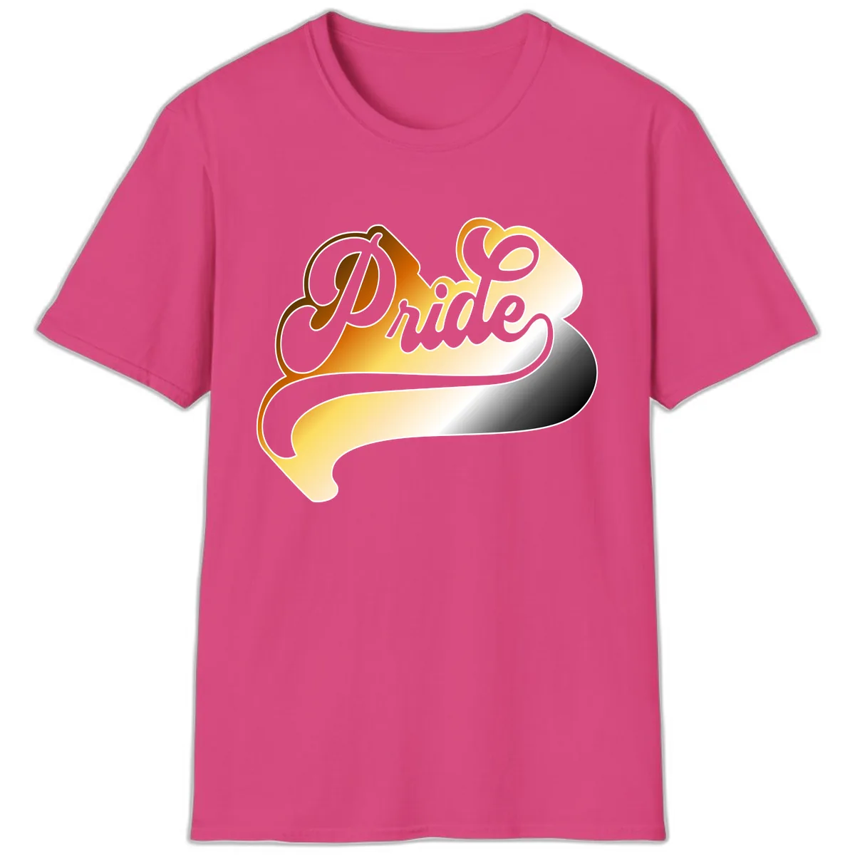 Pride Script Gradient Design T-Shirt in Heliconia