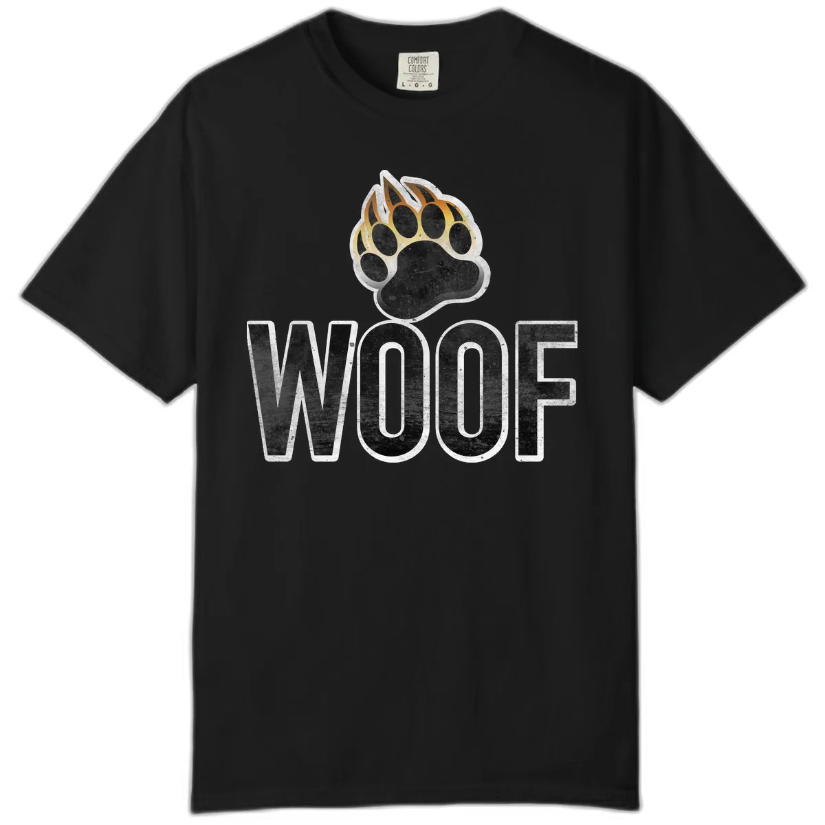 Woof Paw Print Design Comfort Color in Black