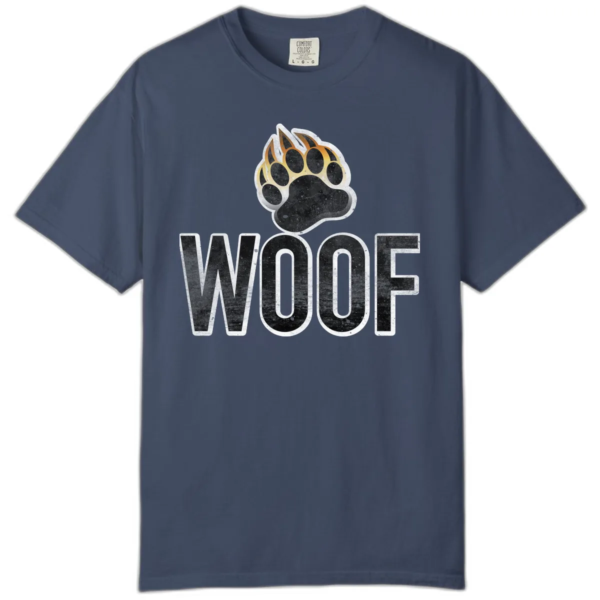 Woof Paw Print Design Comfort Color in Midnight