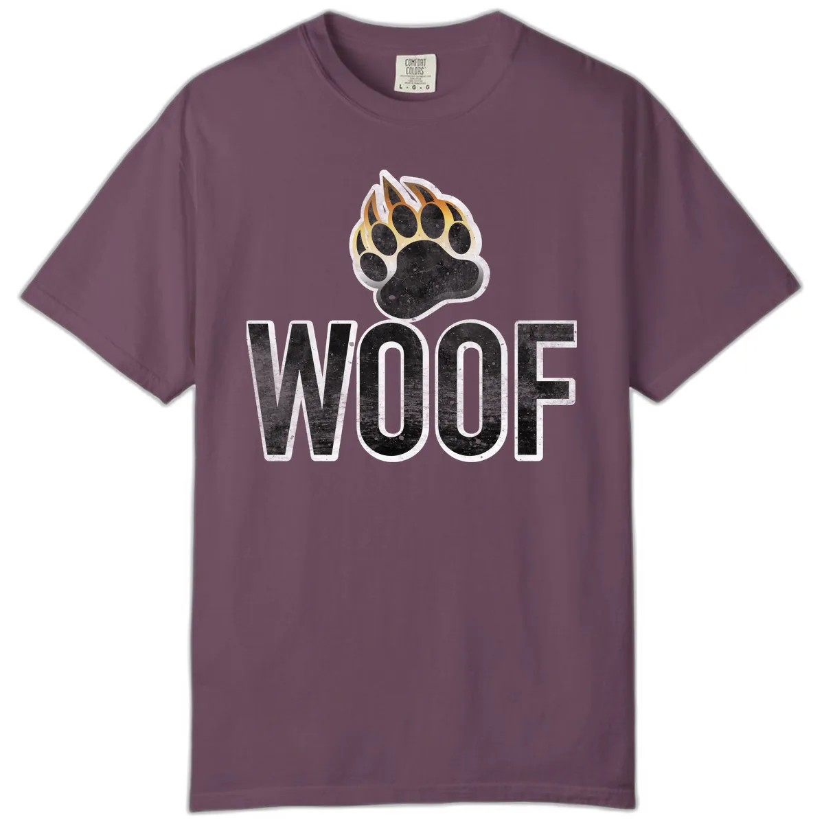 Woof Paw Print Design Comfort Color in Berry