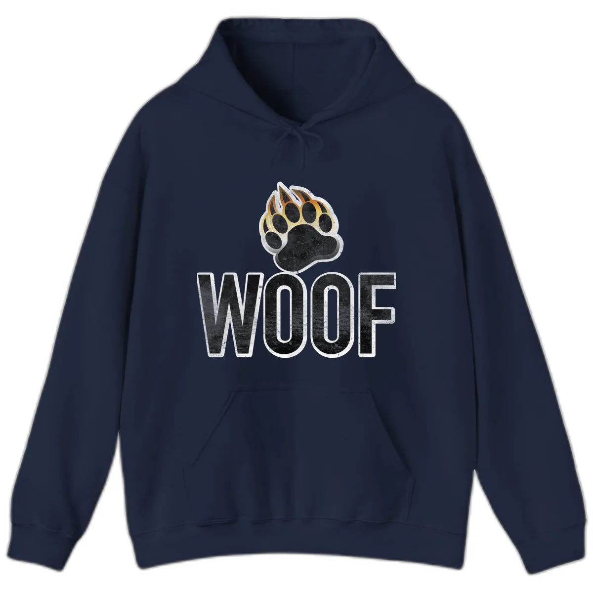 Woof Paw Print Design Hoodie in Navy