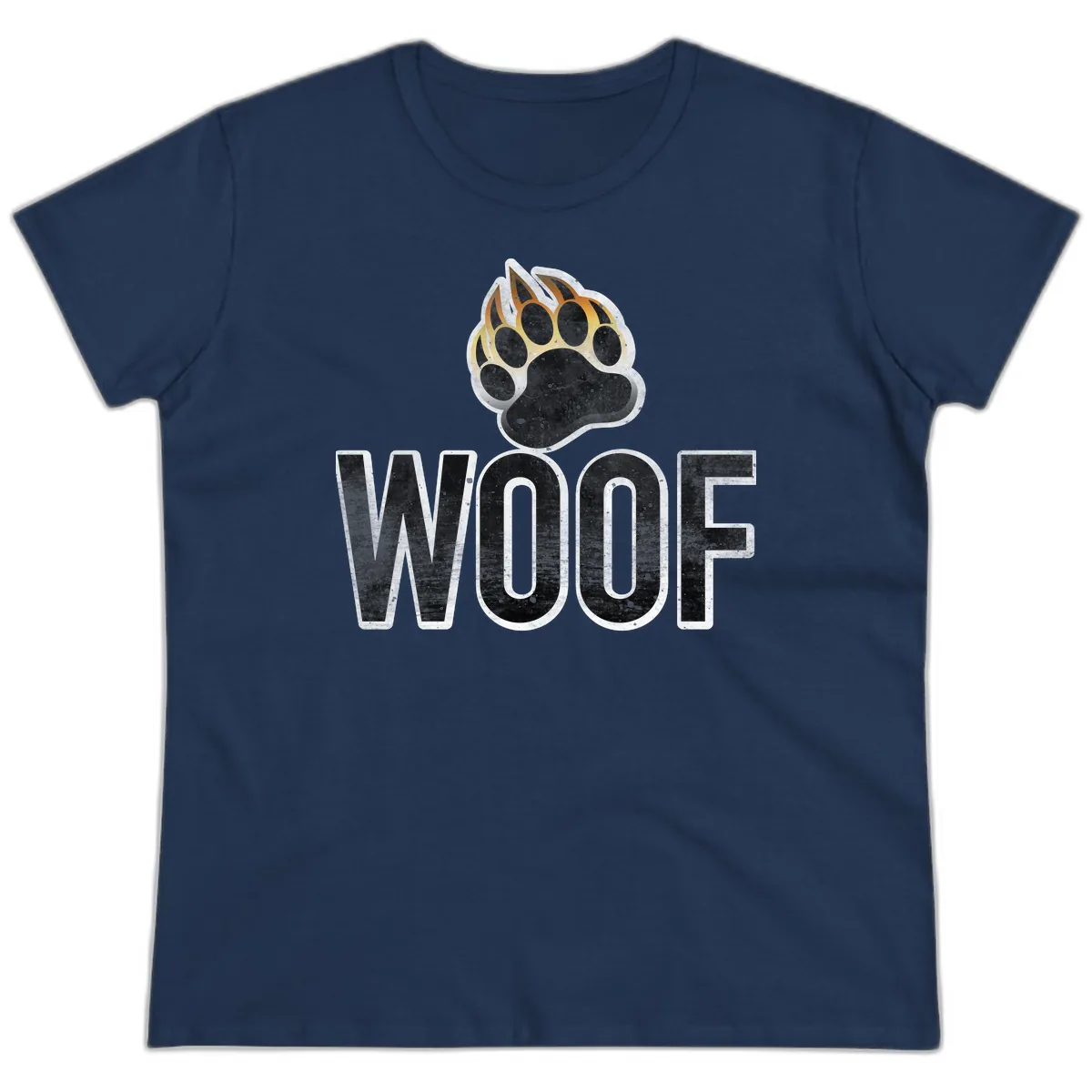 Woof Paw Print Design Ladies Tee in Navy