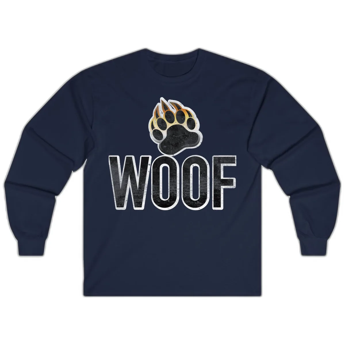 Woof Paw Print Design Long Sleeve in Navy