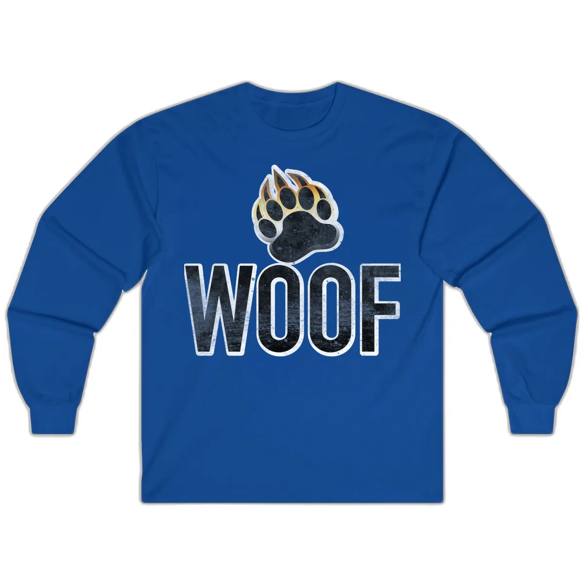 Woof Paw Print Design Long Sleeve in Royal