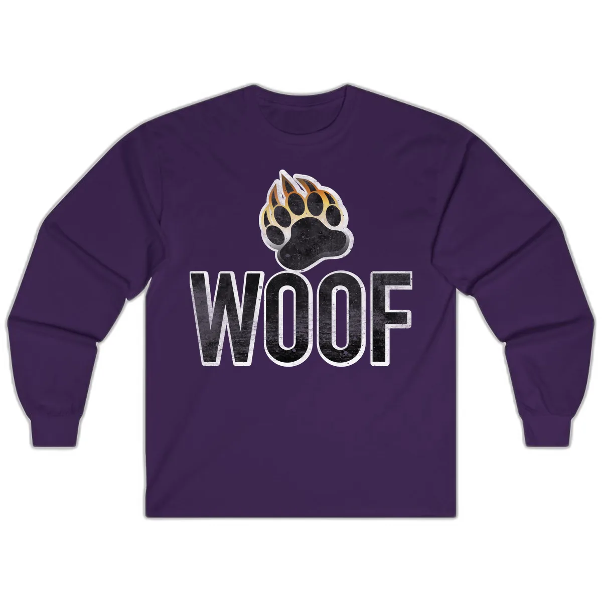 Woof Paw Print Design Long Sleeve in Purple