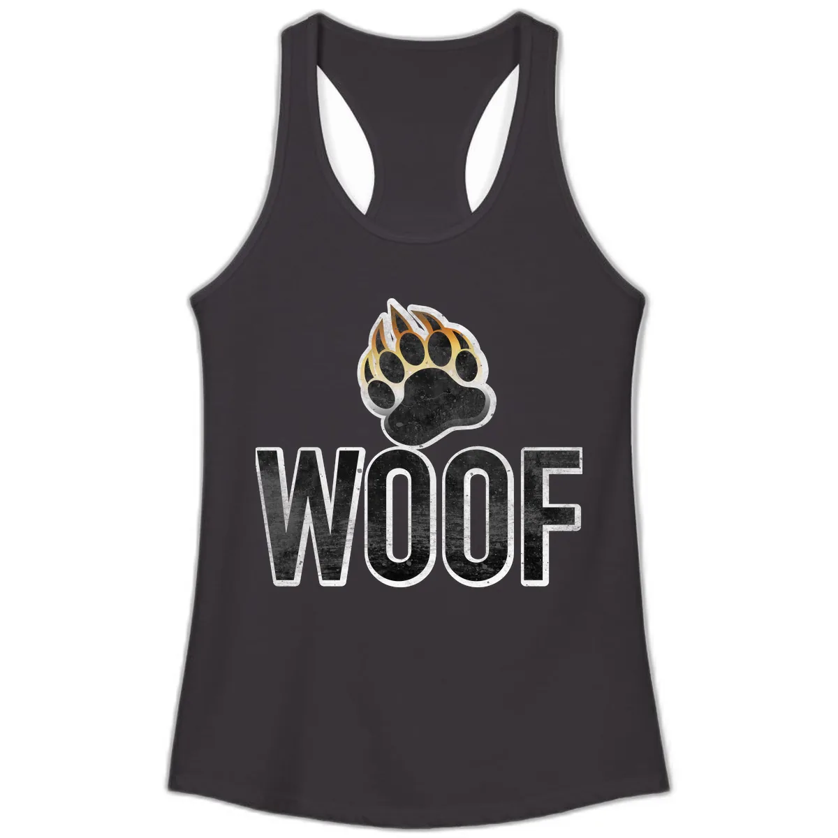 Woof Paw Print Design Ladies Tank in Black