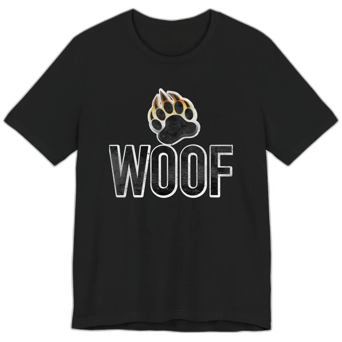 Woof Paw Print Design Premium T-Shirt in Black