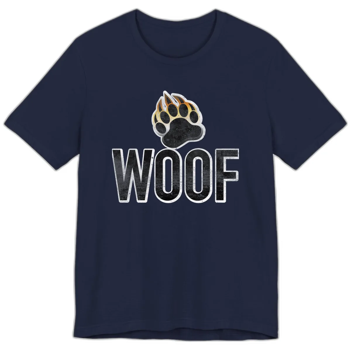 Woof Paw Print Design Premium T-Shirt in Navy
