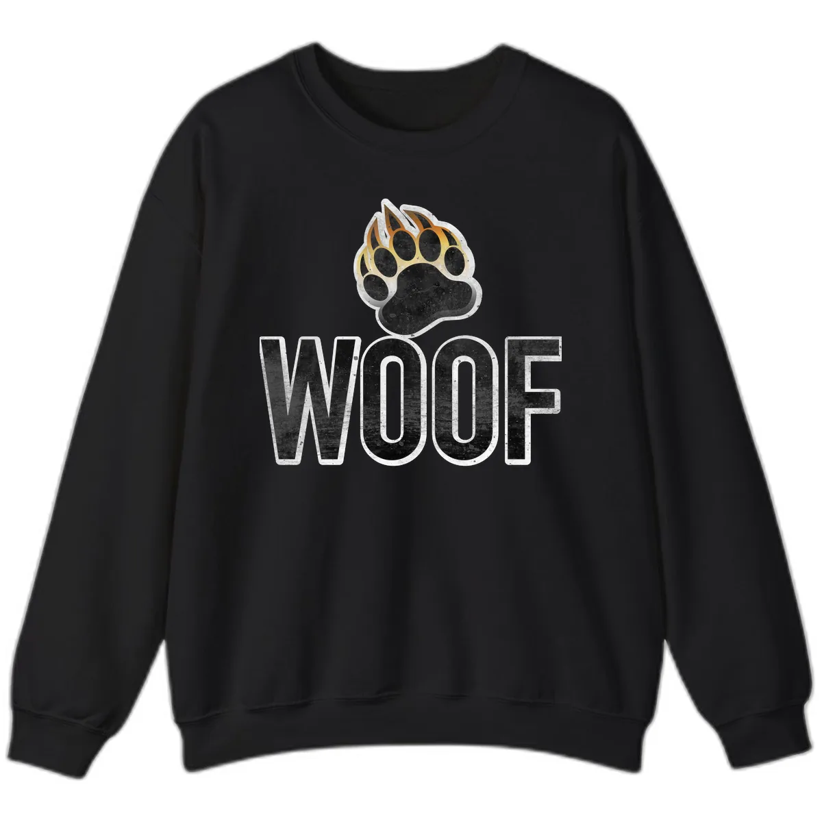 Woof Paw Print Design Sweatshirt in Black