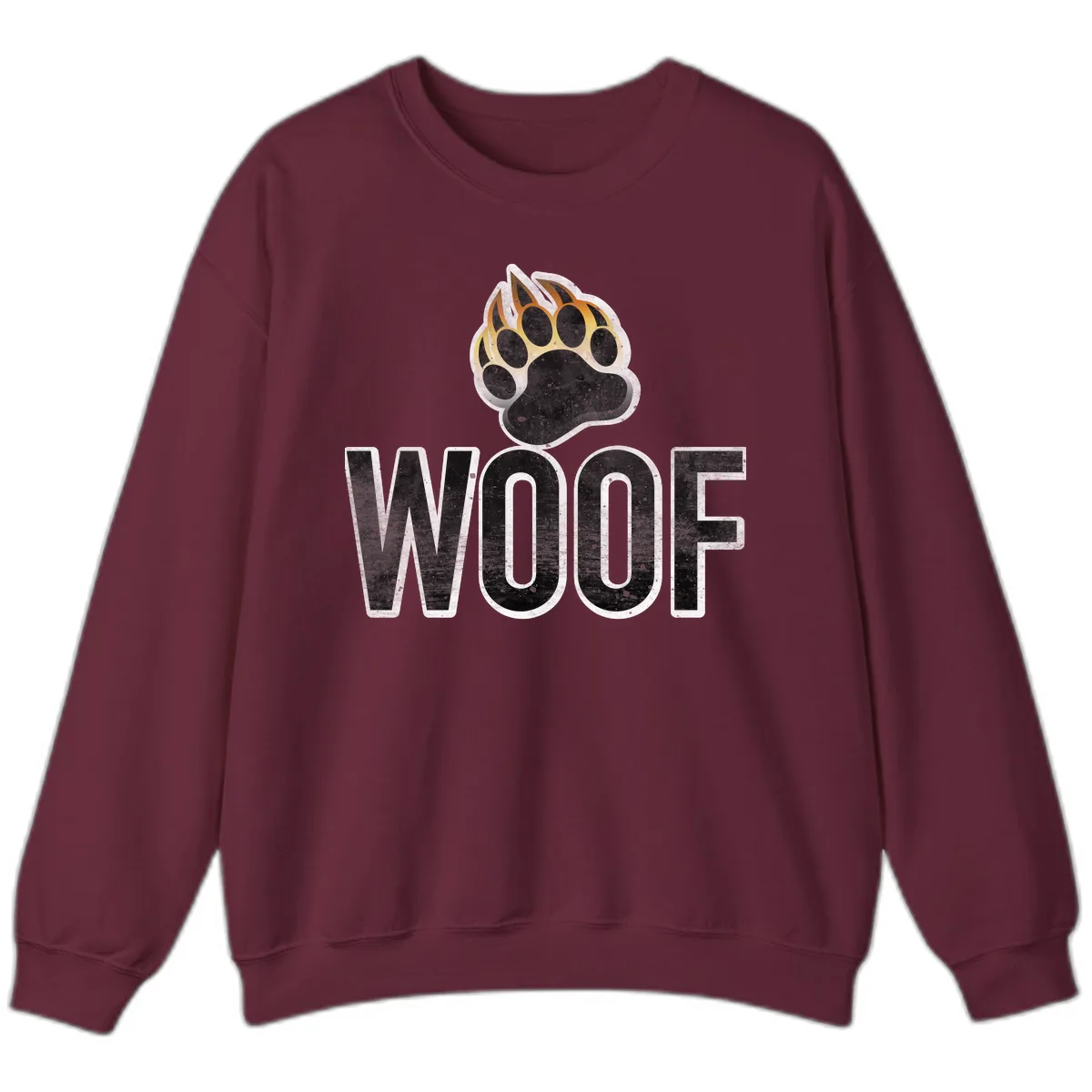 Woof Paw Print Design Sweatshirt in Maroon