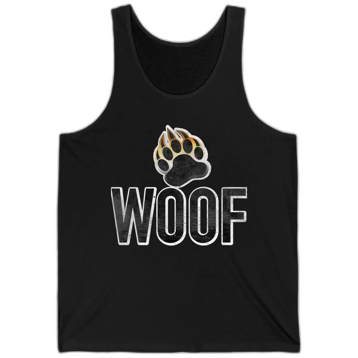 Woof Paw Print Design Tank in Black