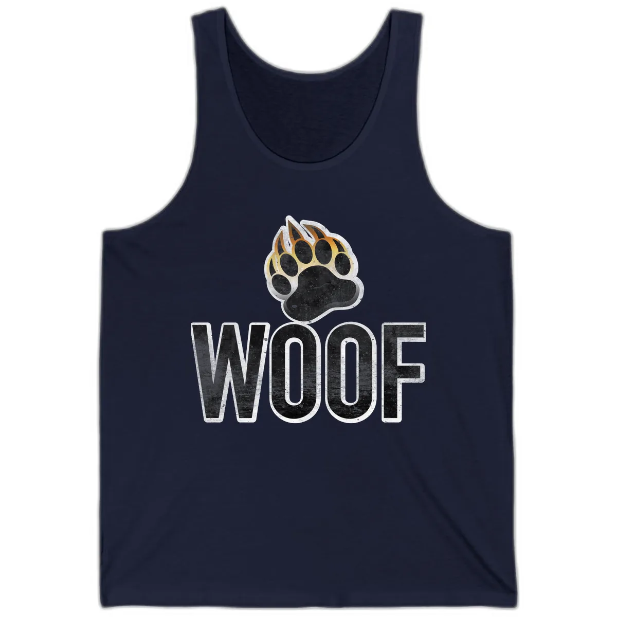 Woof Paw Print Design Tank in Navy