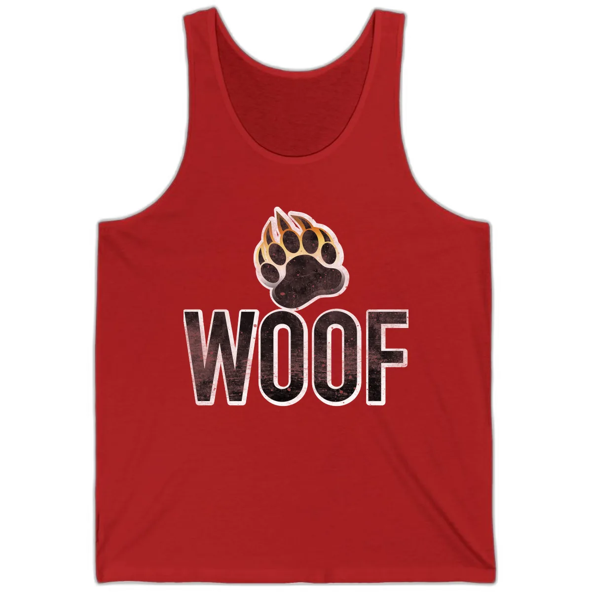 Woof Paw Print Design Tank in Red