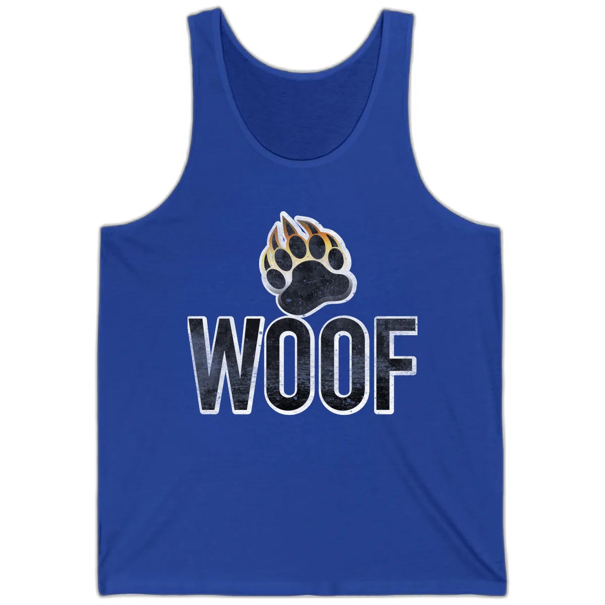Woof Paw Print Design Tank in True Royal
