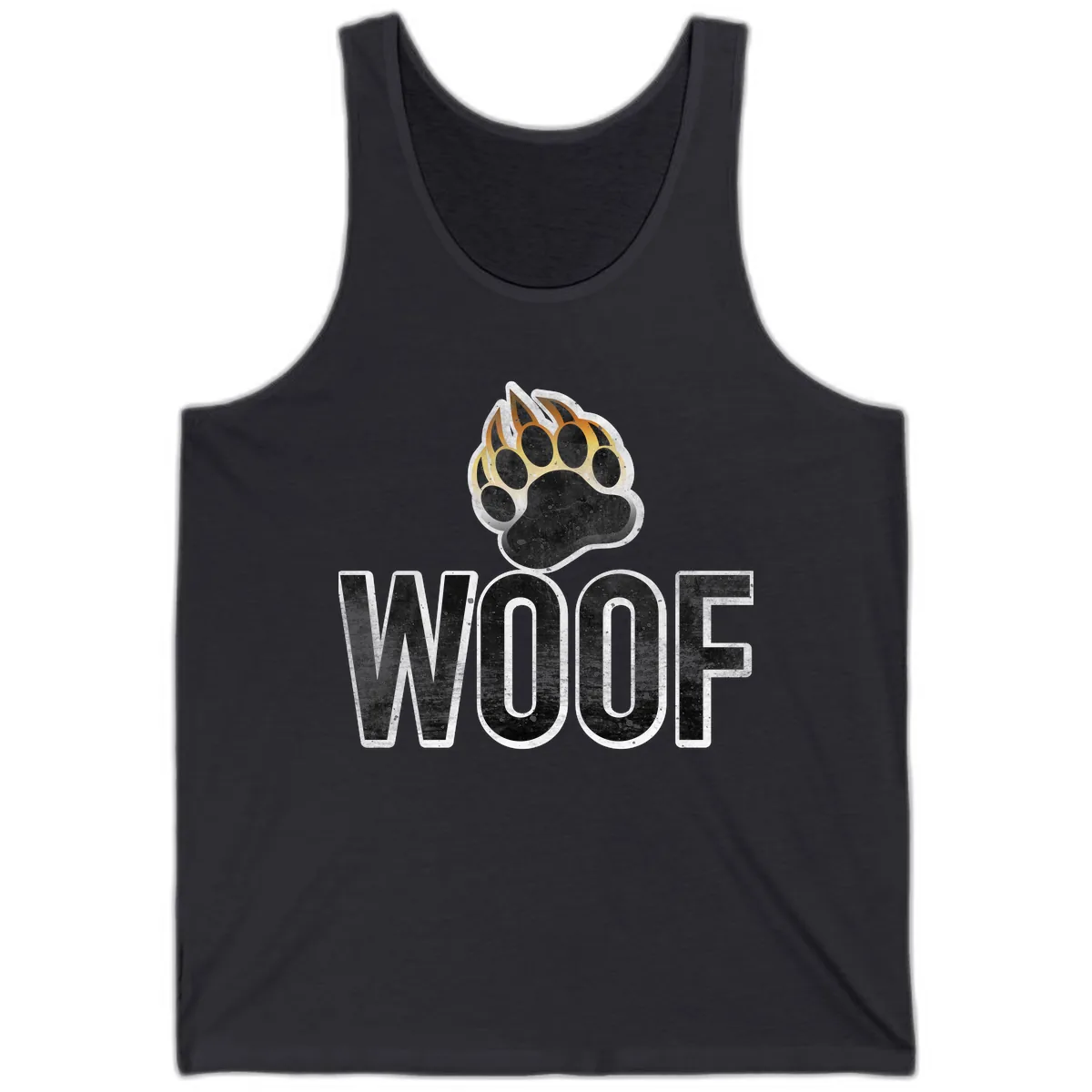 Woof Paw Print Design Tank in Dark Grey