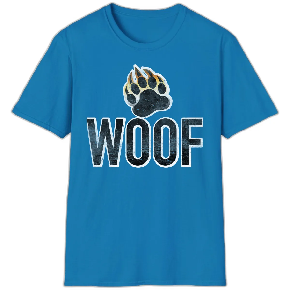 Woof Paw Print Design T-Shirt in Sapphire