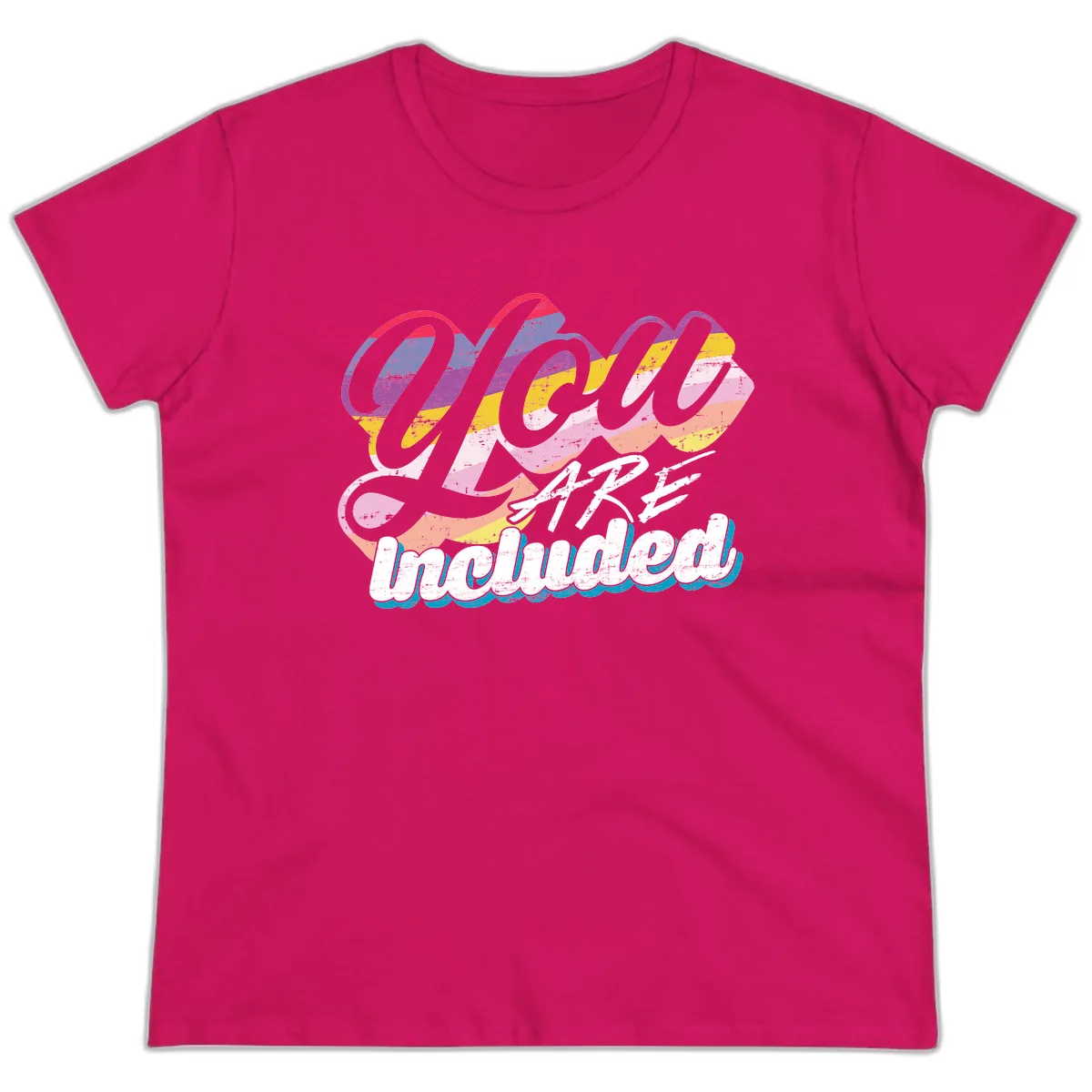 One Love Unbreakable Pride Ladies Tee in Heliconia