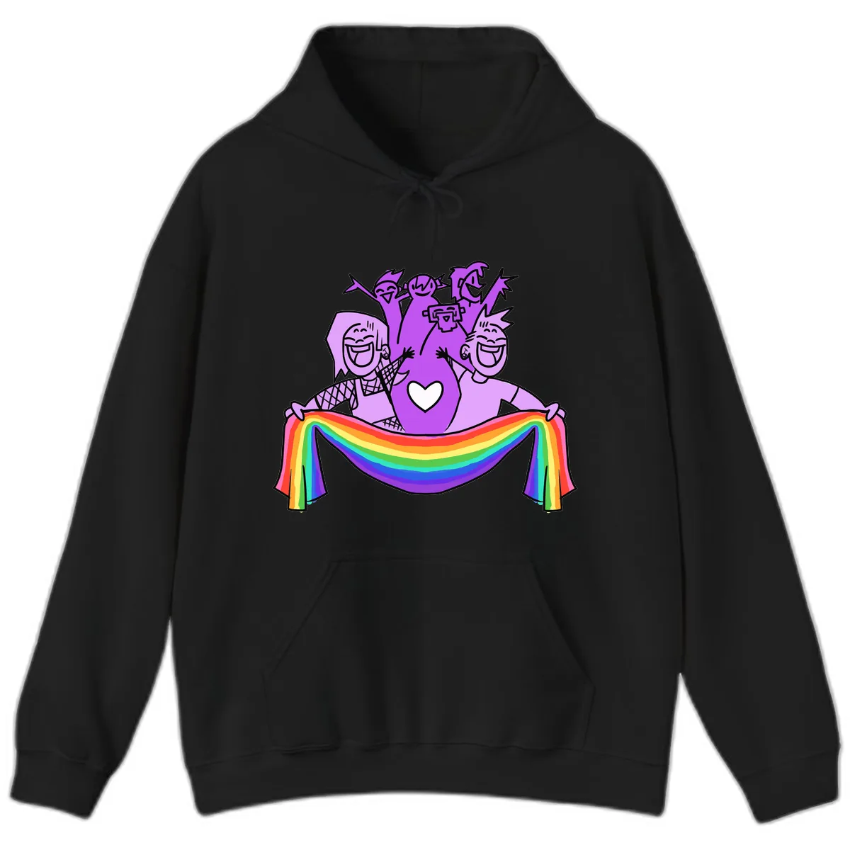 Pride Party Celebration with Rainbow Hoodie in Black