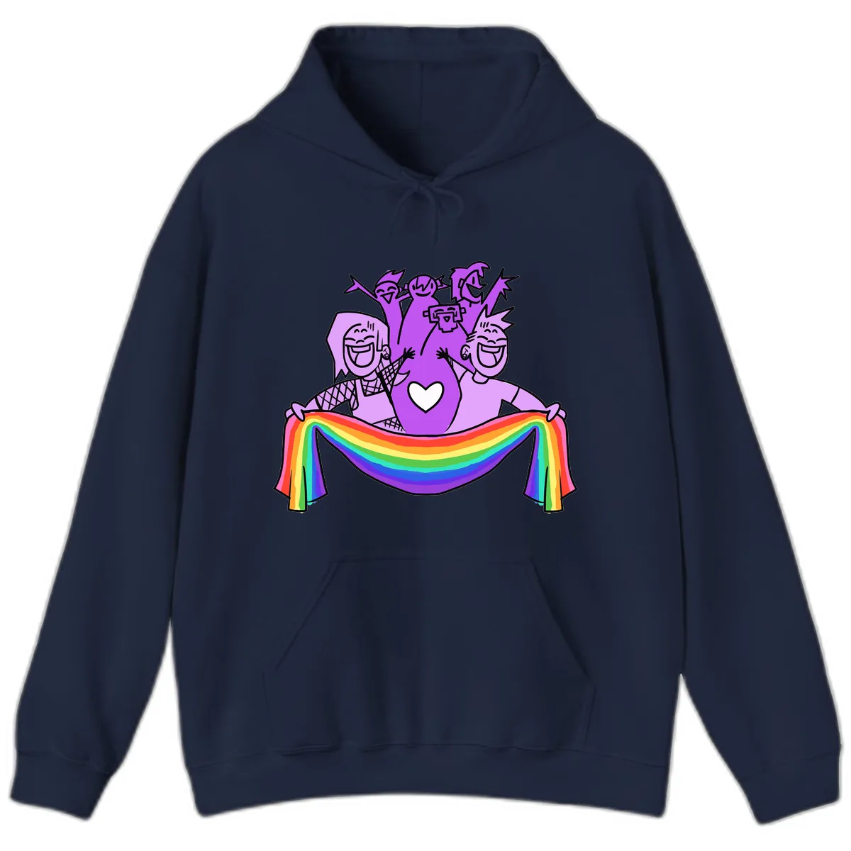 Pride Party Celebration with Rainbow Hoodie in Navy