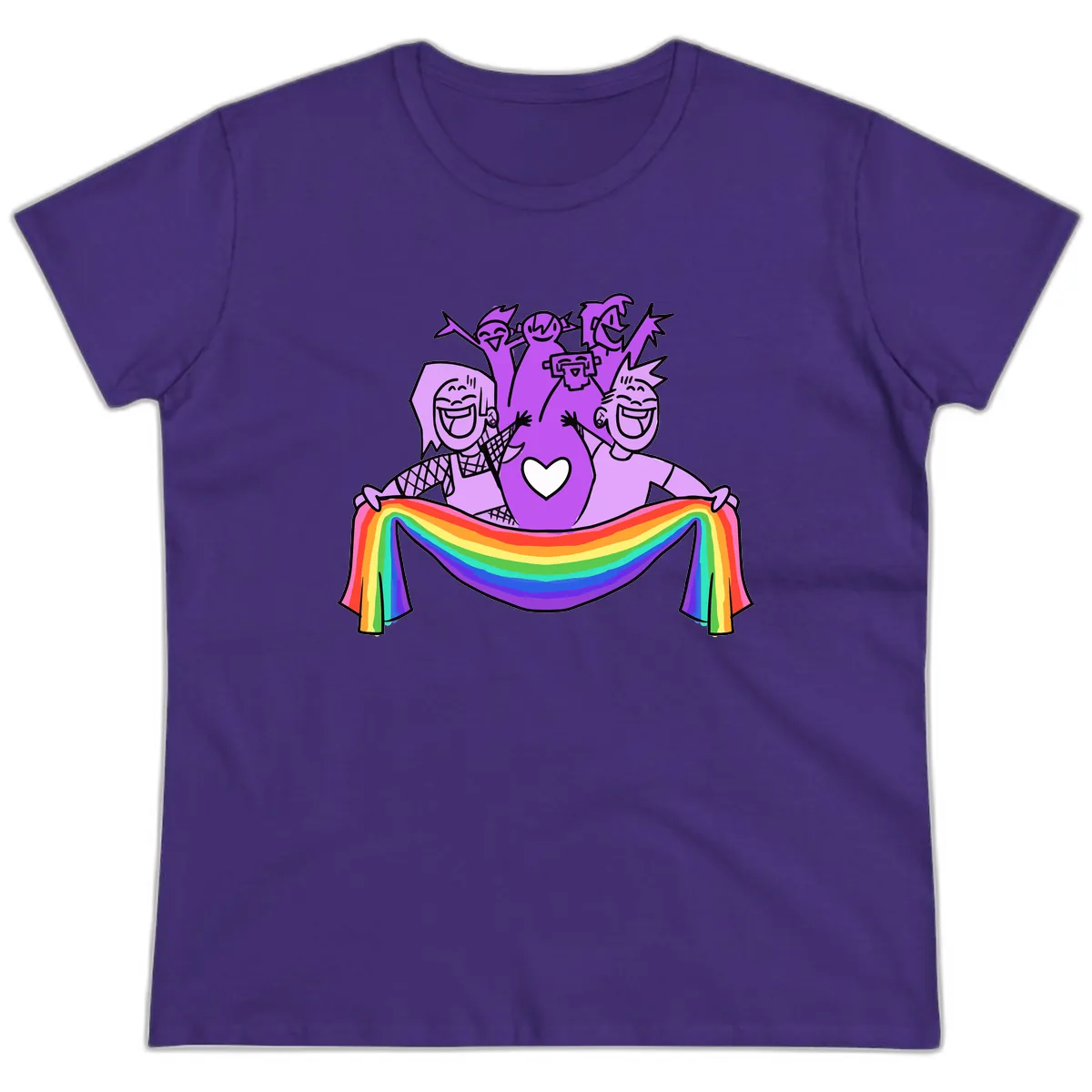 Pride Party Celebration with Rainbow Ladies Tee in Purple