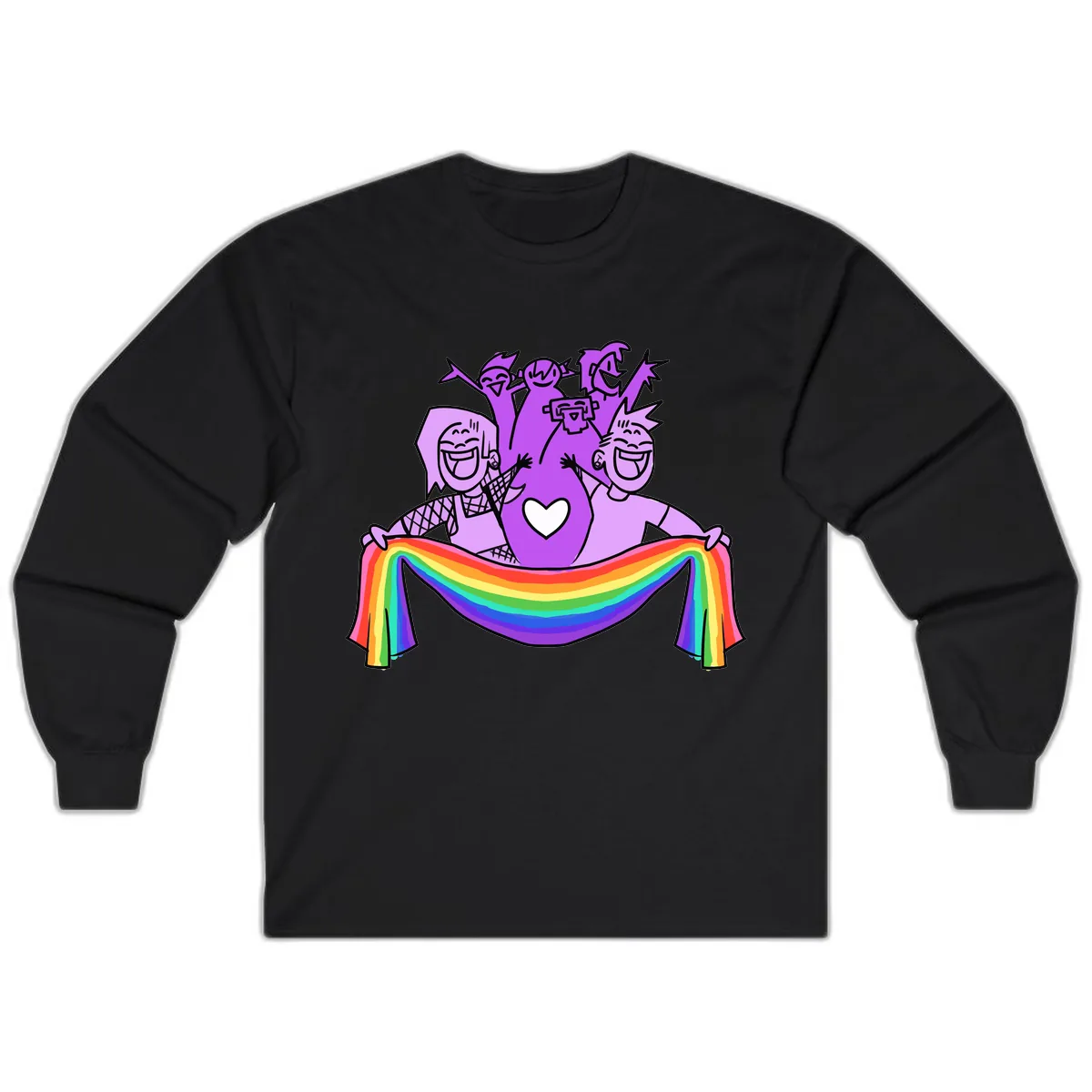 Pride Party Celebration with Rainbow Long Sleeve in Black