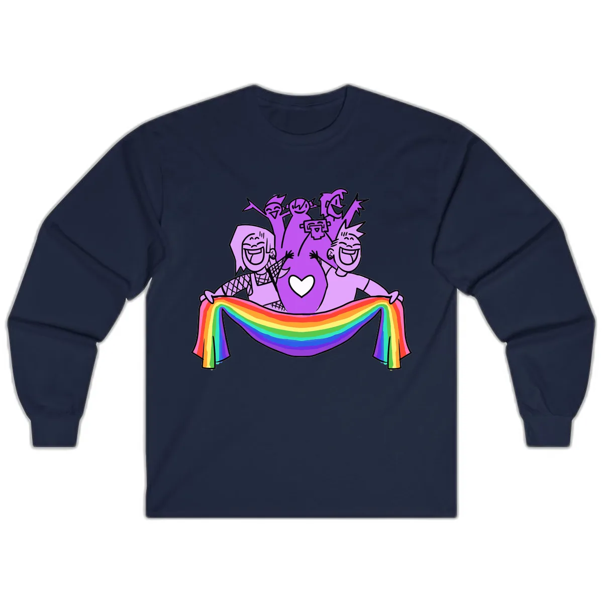 Pride Party Celebration with Rainbow Long Sleeve in Navy